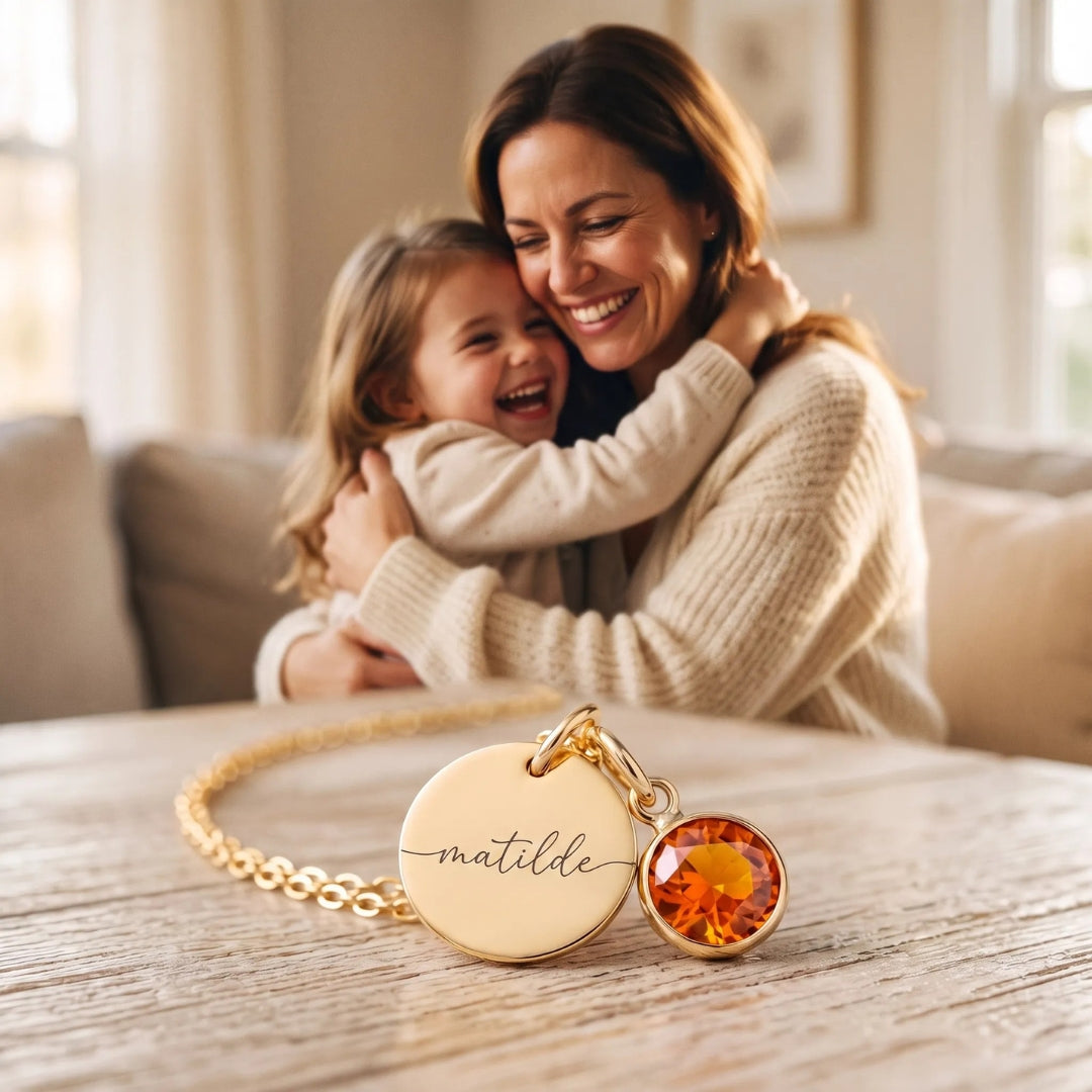 Collana Aura™ – Pietra del Mese e Nome Inciso