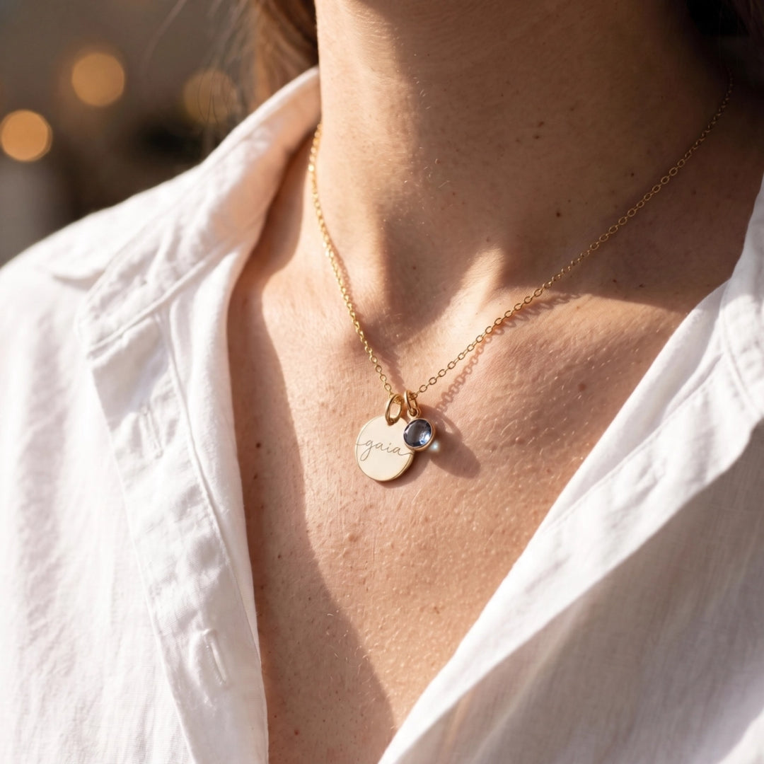 Collana Aura™ – Pietra del Mese e Nome Inciso