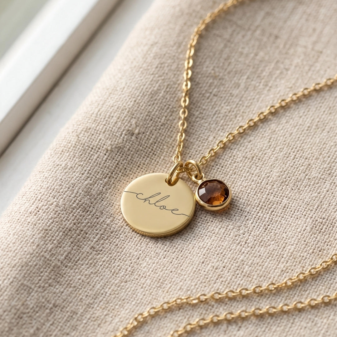 Collana Aura™ – Pietra del Mese e Nome Inciso